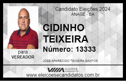 Candidato CIDINHO TEIXEIRA 2024 - ANAGÉ - Eleições