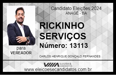 Candidato RICKINHO SERVIÇOS 2024 - ANAGÉ - Eleições