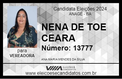 Candidato NENA DE TOE CEARA 2024 - ANAGÉ - Eleições