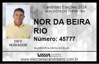 Candidato NOR DA BEIRA RIO 2024 - BOA VISTA DO TUPIM - Eleições