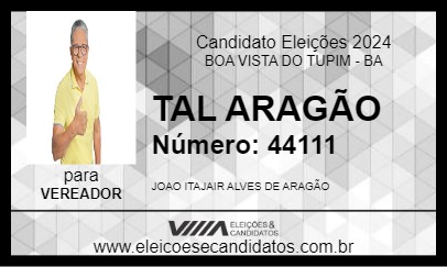 Candidato TAL ARAGÃO 2024 - BOA VISTA DO TUPIM - Eleições