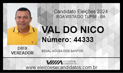 Candidato VAL DO NICO 2024 - BOA VISTA DO TUPIM - Eleições