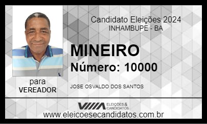 Candidato MINEIRO 2024 - INHAMBUPE - Eleições