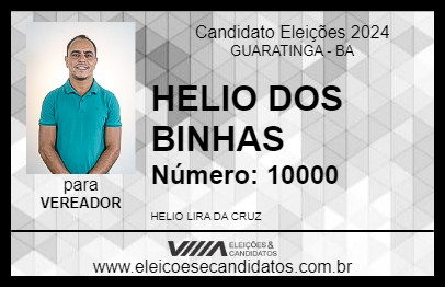 Candidato HELIO DOS BINHAS 2024 - GUARATINGA - Eleições