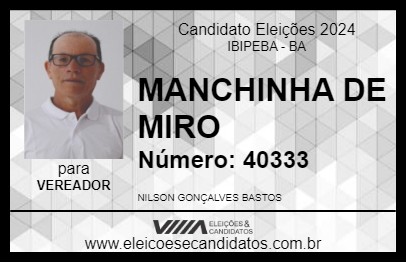 Candidato MANCHINHA DE MIRO 2024 - IBIPEBA - Eleições