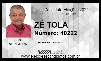 Candidato ZÉ TOLA 2024 - IBIPEBA - Eleições