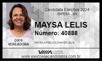 Candidato MAYSA LELIS 2024 - IBIPEBA - Eleições