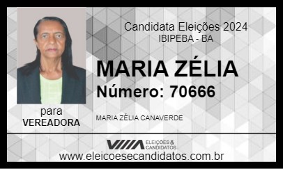 Candidato MARIA ZÉLIA 2024 - IBIPEBA - Eleições