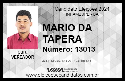 Candidato MARIO DA TAPERA 2024 - INHAMBUPE - Eleições