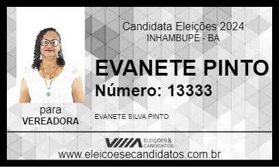 Candidato EVANETE PINTO 2024 - INHAMBUPE - Eleições