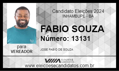 Candidato FABIO SOUZA 2024 - INHAMBUPE - Eleições