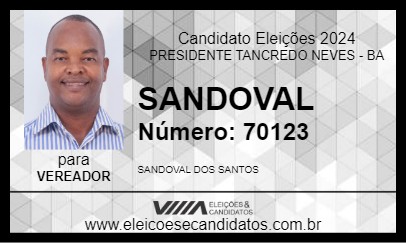 Candidato SANDOVAL 2024 - PRESIDENTE TANCREDO NEVES - Eleições