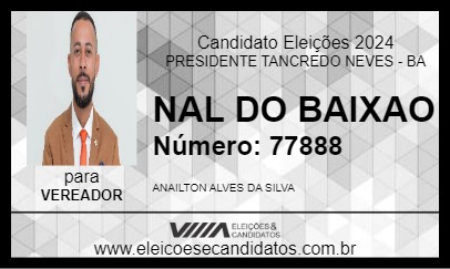 Candidato NAL DO BAIXAO 2024 - PRESIDENTE TANCREDO NEVES - Eleições