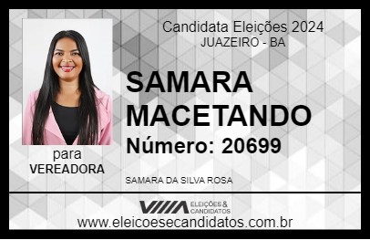 Candidato SAMARA ROSA 2024 - JUAZEIRO - Eleições