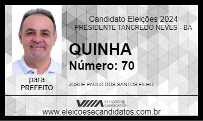 Candidato QUINHA 2024 - PRESIDENTE TANCREDO NEVES - Eleições