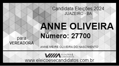 Candidato ANNE OLIVEIRA 2024 - JUAZEIRO - Eleições