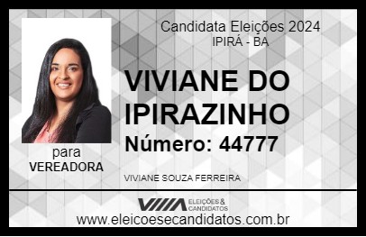 Candidato VIVIANE DO IPIRAZINHO 2024 - IPIRÁ - Eleições