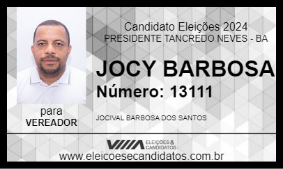 Candidato JOCY BARBOSA 2024 - PRESIDENTE TANCREDO NEVES - Eleições