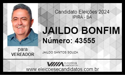 Candidato JAILDO BONFIM 2024 - IPIRÁ - Eleições