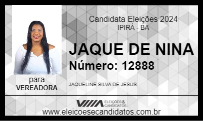 Candidato JAQUE DE NINA 2024 - IPIRÁ - Eleições