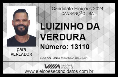 Candidato LUIZINHO DA VERDURA 2024 - CANSANÇÃO - Eleições