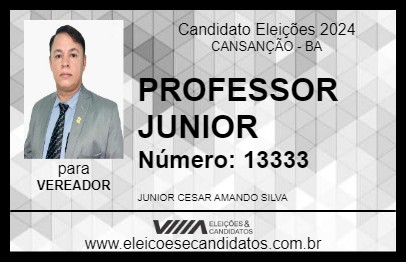 Candidato PROFESSOR JUNIOR 2024 - CANSANÇÃO - Eleições