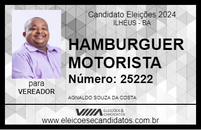 Candidato HAMBURGUER MOTORISTA 2024 - ILHÉUS - Eleições