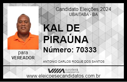 Candidato KAL DE PIRAÚNA 2024 - UBAITABA - Eleições