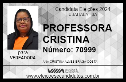 Candidato PROFESSORA CRISTINA 2024 - UBAITABA - Eleições