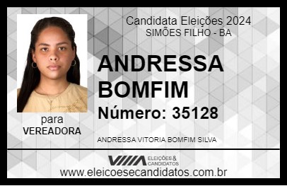 Candidato ANDRESSA BOMFIM 2024 - SIMÕES FILHO - Eleições