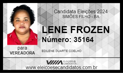 Candidato LENE FROZEN 2024 - SIMÕES FILHO - Eleições