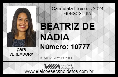 Candidato BEATRIZ DE NÁDIA 2024 - GONGOGI - Eleições