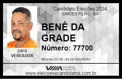 Candidato BENÉ DA GRADE 2024 - SIMÕES FILHO - Eleições