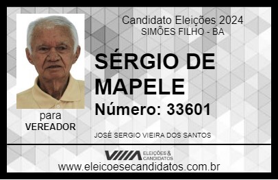 Candidato SÉRGIO DE MAPELE 2024 - SIMÕES FILHO - Eleições