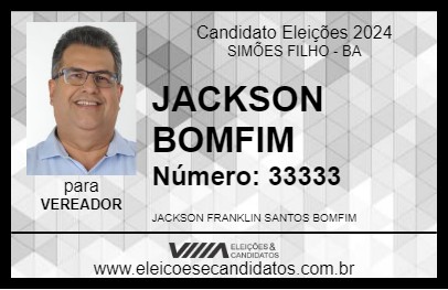 Candidato JACKSON BOMFIM 2024 - SIMÕES FILHO - Eleições