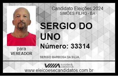 Candidato SERGIO DO UNO 2024 - SIMÕES FILHO - Eleições