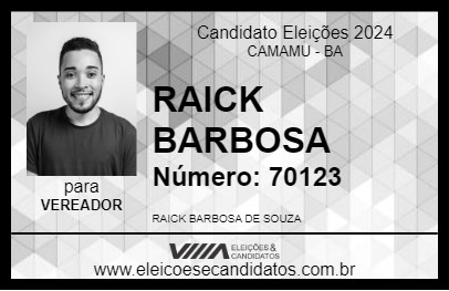 Candidato RAICK BARBOSA 2024 - CAMAMU - Eleições