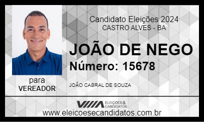 Candidato JOÃO DE NEGO 2024 - CASTRO ALVES - Eleições