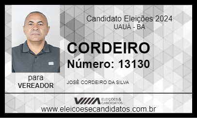 Candidato CORDEIRO 2024 - UAUÁ - Eleições