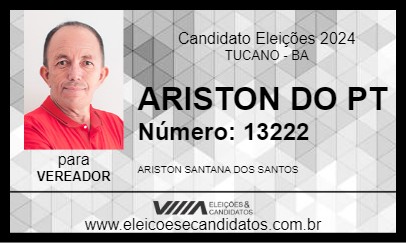 Candidato ARISTON DO PT 2024 - TUCANO - Eleições