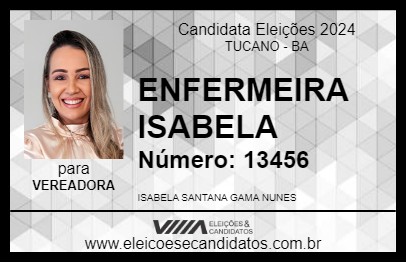 Candidato ENFERMEIRA ISABELA 2024 - TUCANO - Eleições