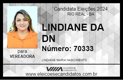 Candidato LINDIANE DA DN 2024 - RIO REAL - Eleições