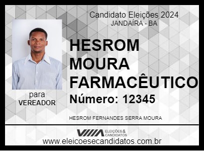 Candidato HESROM MOURA FARMACÊUTICO 2024 - JANDAÍRA - Eleições