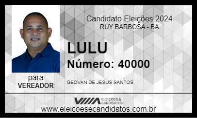 Candidato LULU 2024 - RUY BARBOSA - Eleições