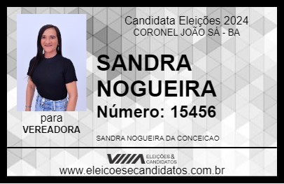 Candidato SANDRA NOGUEIRA 2024 - CORONEL JOÃO SÁ - Eleições