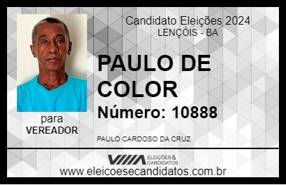 Candidato PAULO DE COLOR 2024 - LENÇÓIS - Eleições