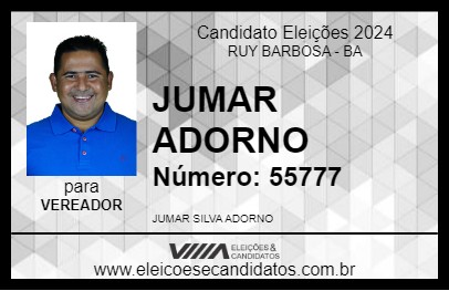 Candidato JUMAR ADORNO 2024 - RUY BARBOSA - Eleições