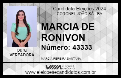 Candidato MARCIA DE RONIVON 2024 - CORONEL JOÃO SÁ - Eleições