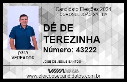 Candidato DÉ DE TEREZINHA 2024 - CORONEL JOÃO SÁ - Eleições