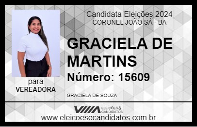 Candidato GRACIELA DE MARTINS 2024 - CORONEL JOÃO SÁ - Eleições